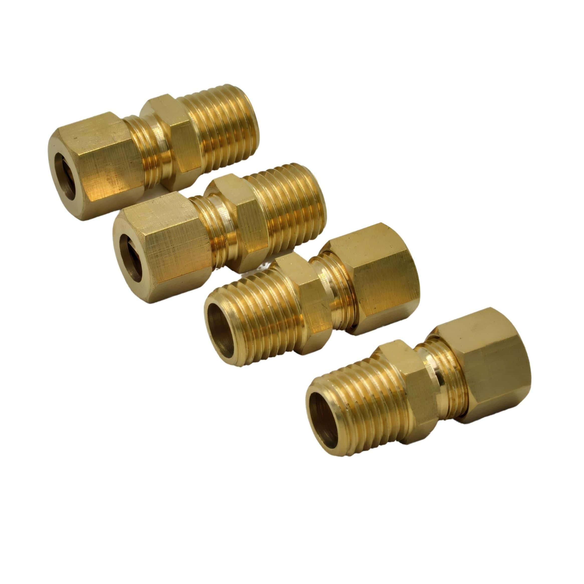 DOT Brass Connector 4pc Brass Compression Male Female Connector (T5/16xM1/4)