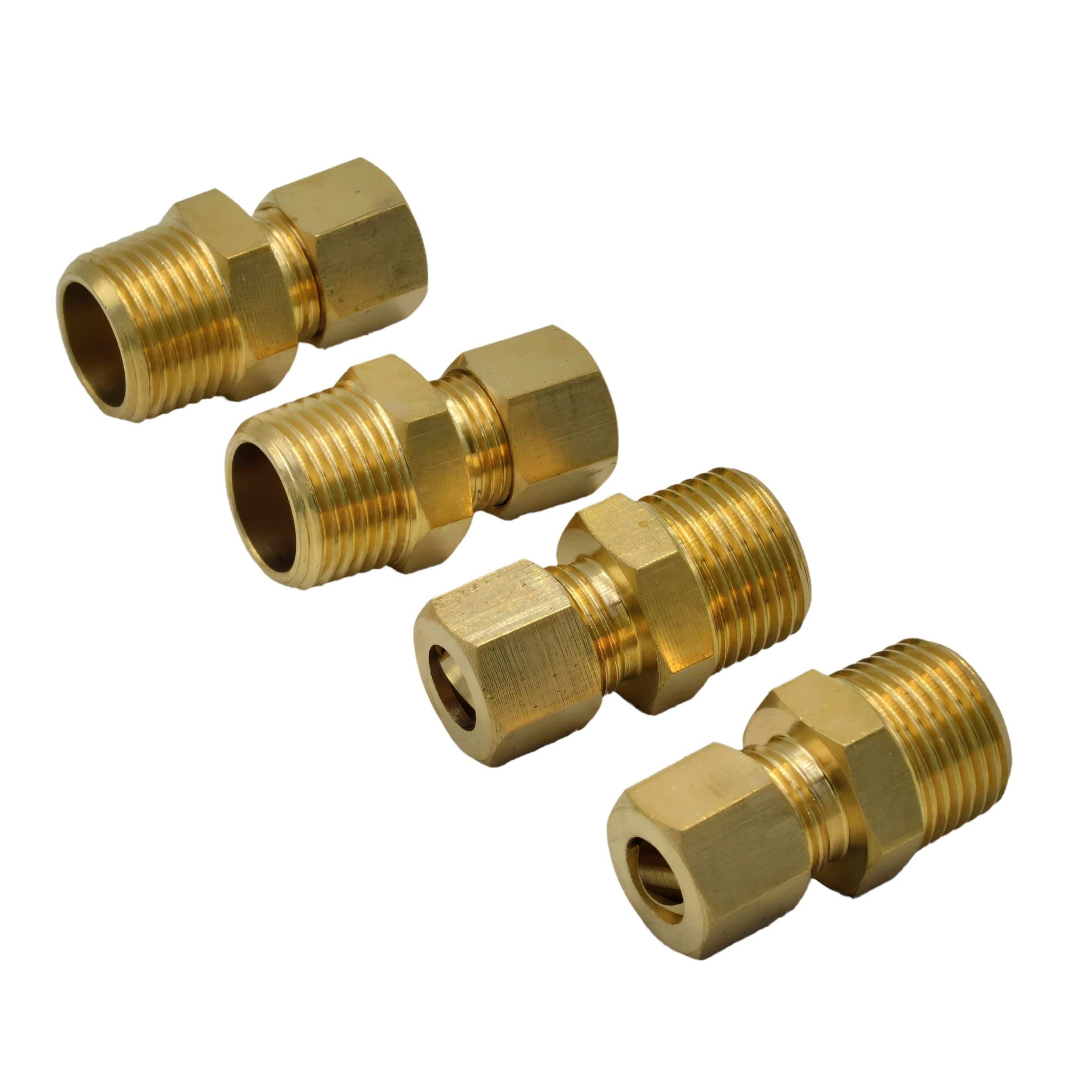 DOT Brass Connector 4pc Brass Compression Male Female Connector (T5/16xM3/8)