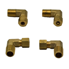 DOT Brass Connector 4pc Brass Compression Union 90° Male Female Elbow (T1/4xM1/4)