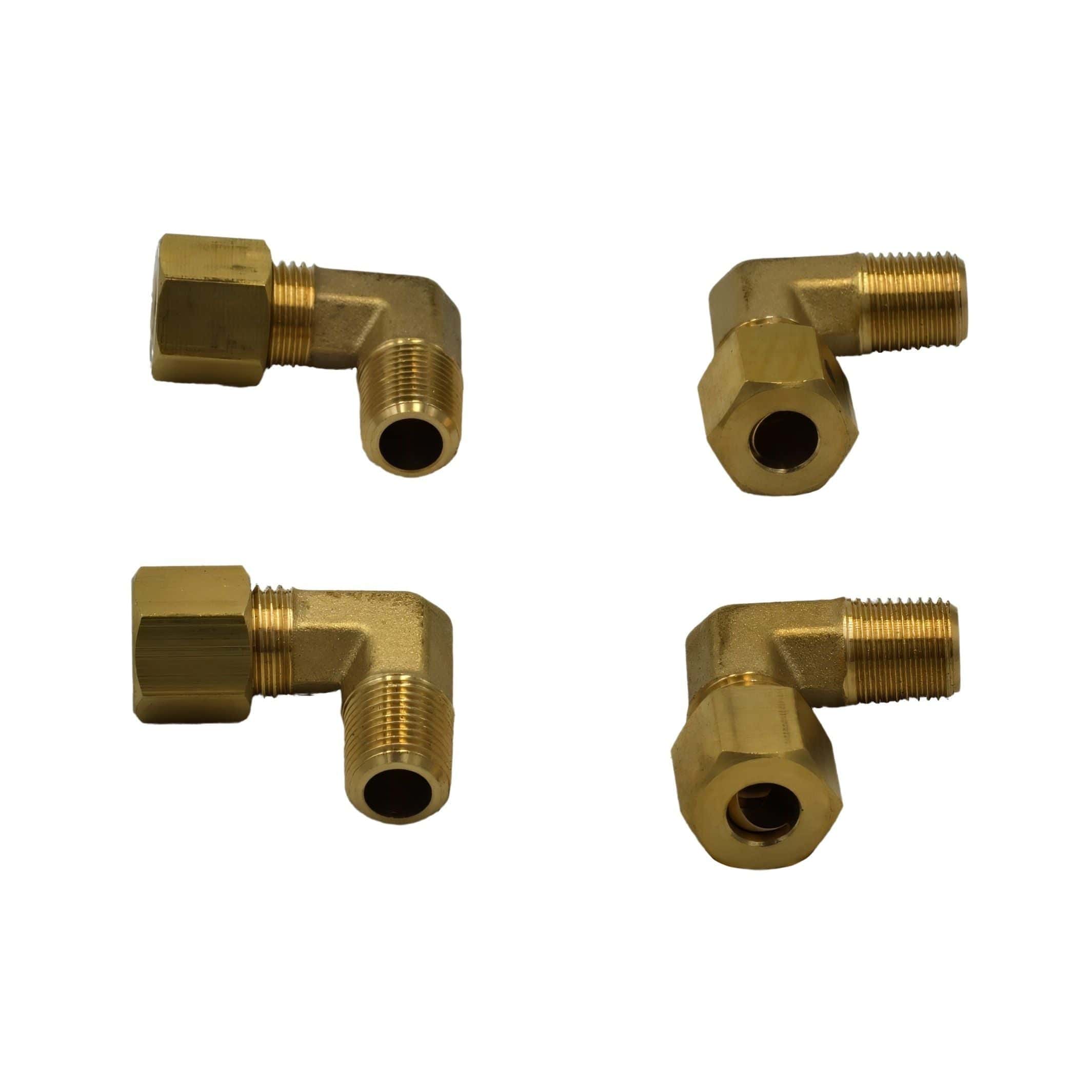 DOT Brass Connector 4pc Brass Compression Union 90° Male Female Elbow (T1/4xM1/8)