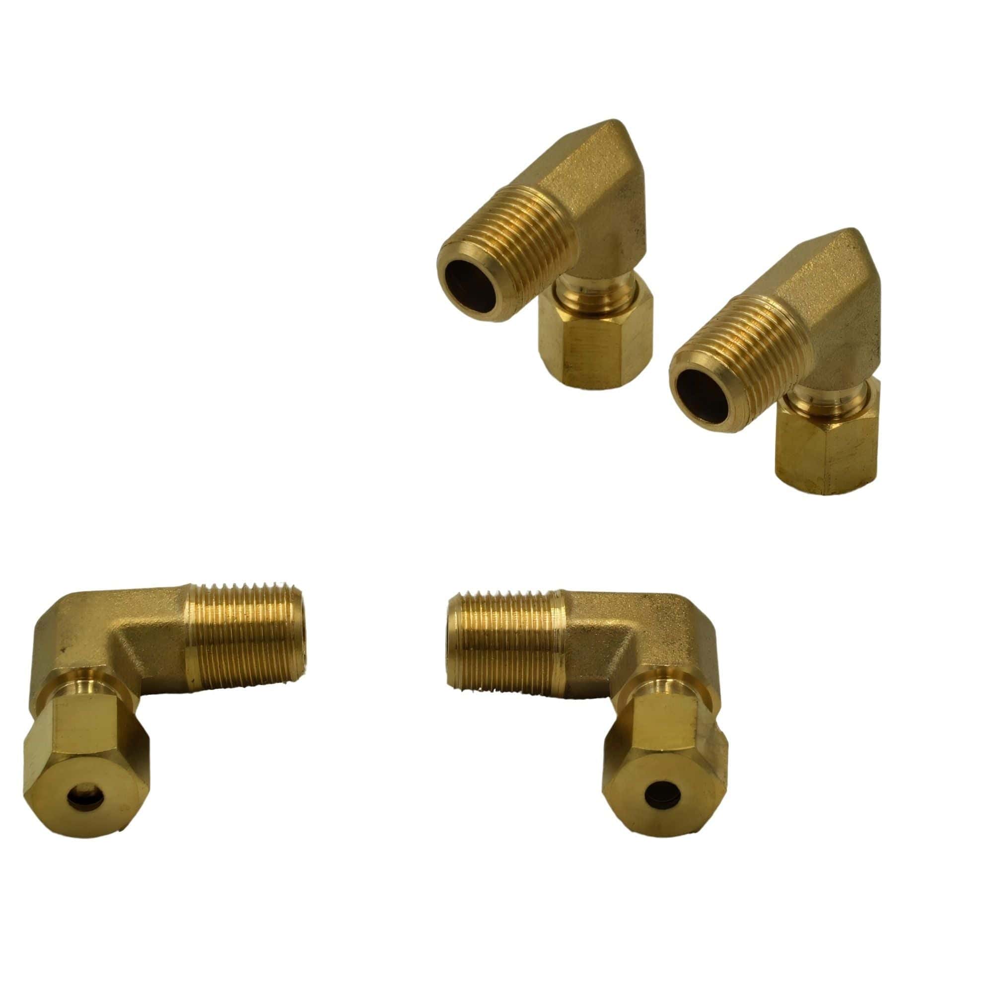DOT Brass Connector 4pc Brass Compression Union 90° Male Female Elbow (T1/8xM1/8)