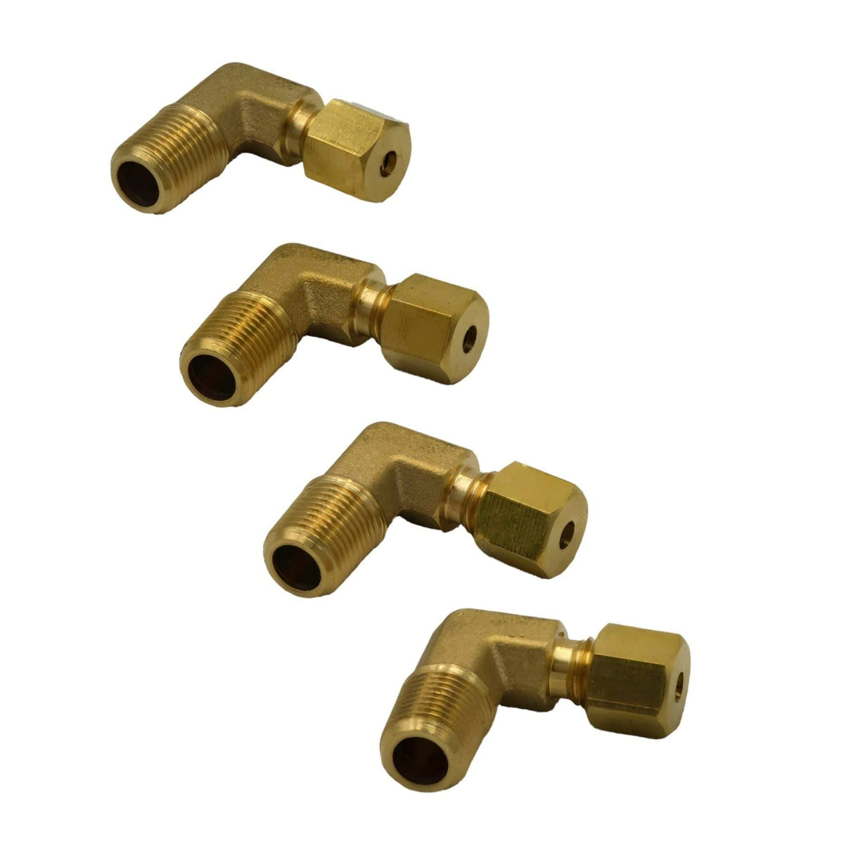 DOT Brass Connector 4pc Brass Compression Union 90° Male Female Elbow (T1/8xM1/8)