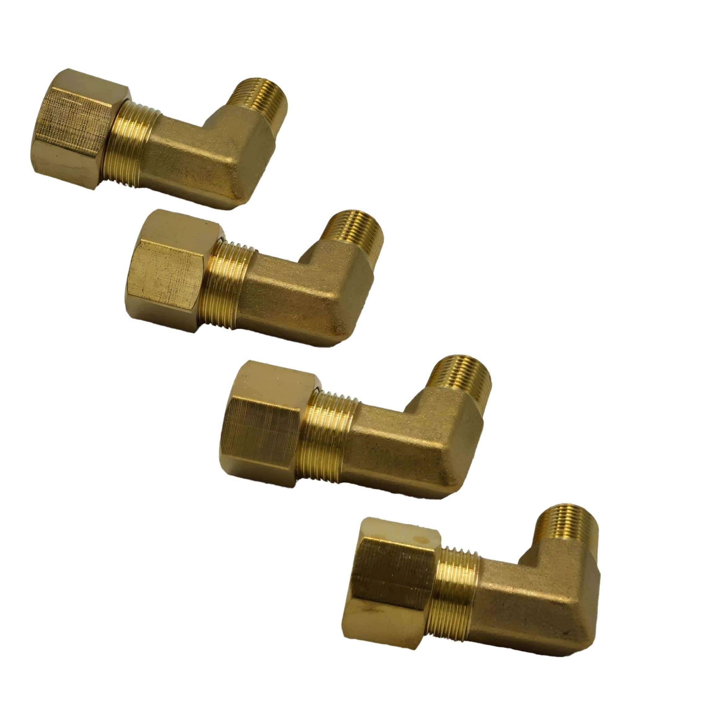 DOT Brass Connector 4pc Brass Compression Union 90° Male Female Elbow (T3/8xM1/8)