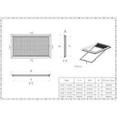Ductsure Ventilation Ductsure Eggcrate Hinged Polyester Filter – EGHF-P 600550 (595 x 545 mm)