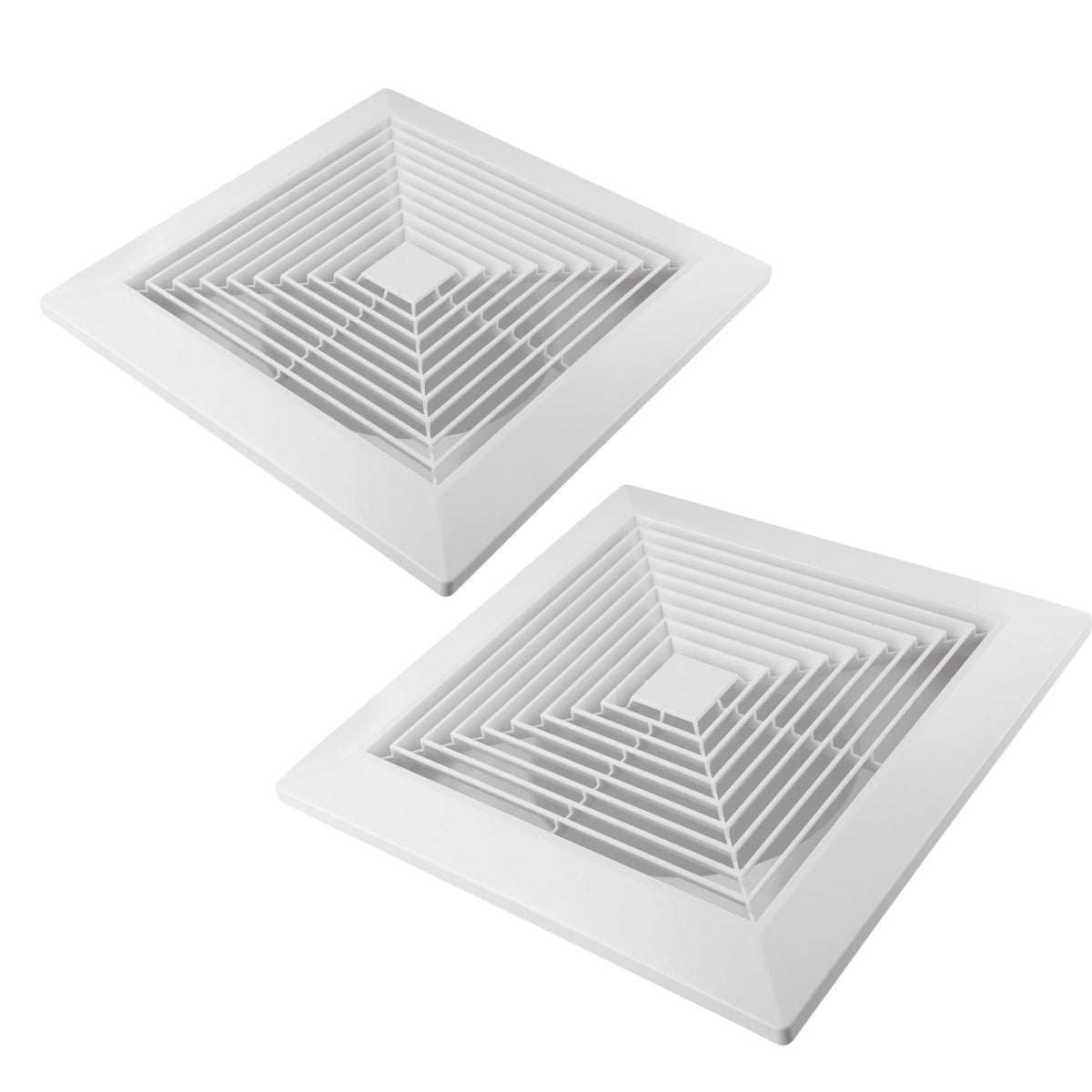 Ductsure Ventilation Twin Pack Ductsure 100mm Port Square Ceiling Diffuser With Adaptor Plate