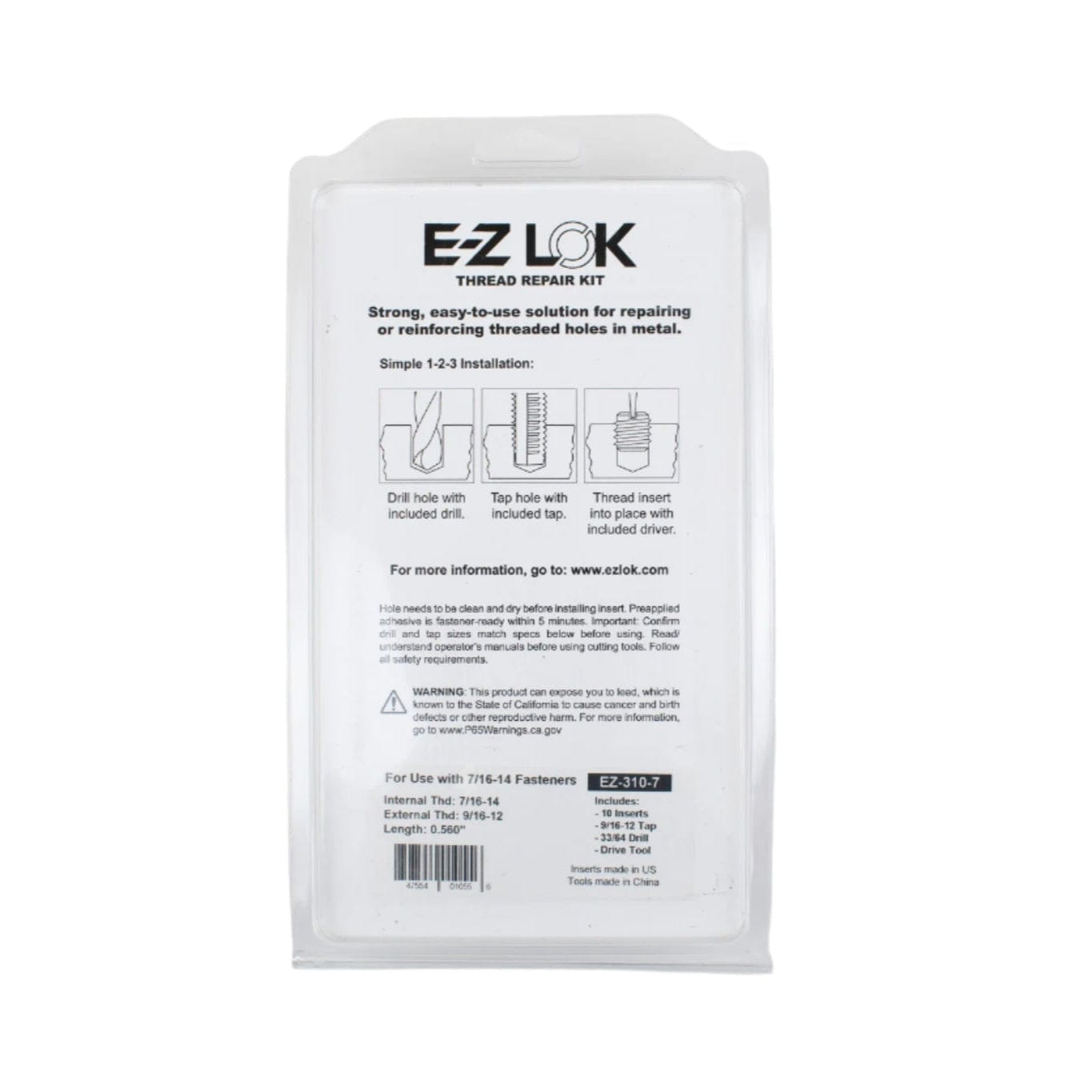 E-Z Lok Thin Wall Thread Repair Kit - 7/16-14 UNC X 9/16-12 UNC - Twin Eagle Imports