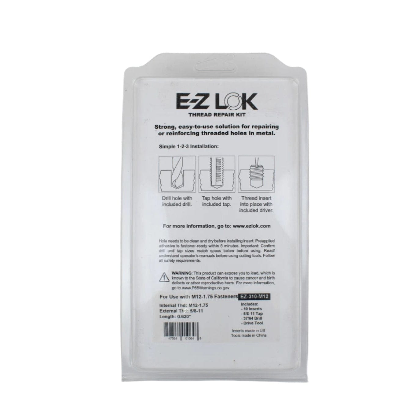 E-Z LOK THREAD REPAIR E-Z Lok Thin Wall Thread Repair Kit - M12-1.75 X 5/8-11 UNC
