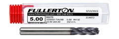Fullerton 5.0mm 4 Flute TiAlN Coated Carbide Ball Nose Endmill - 3200 Series