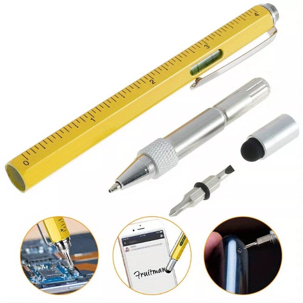 Full Metal Body 6-in-1 Multi-Function Tool Yellow Engineers Pen - Twin Eagle Imports