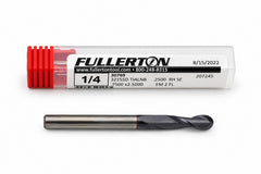 Fullerton 1/4" 2 Flute TiAlN Coated Carbide Ball Nose Endmill - 3215 Series - Twin Eagle Imports