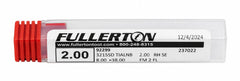 Fullerton 2.0mm 2 Flute TiAlN Coated Carbide Ball Nose Endmill - 3215 Series - Twin Eagle Imports