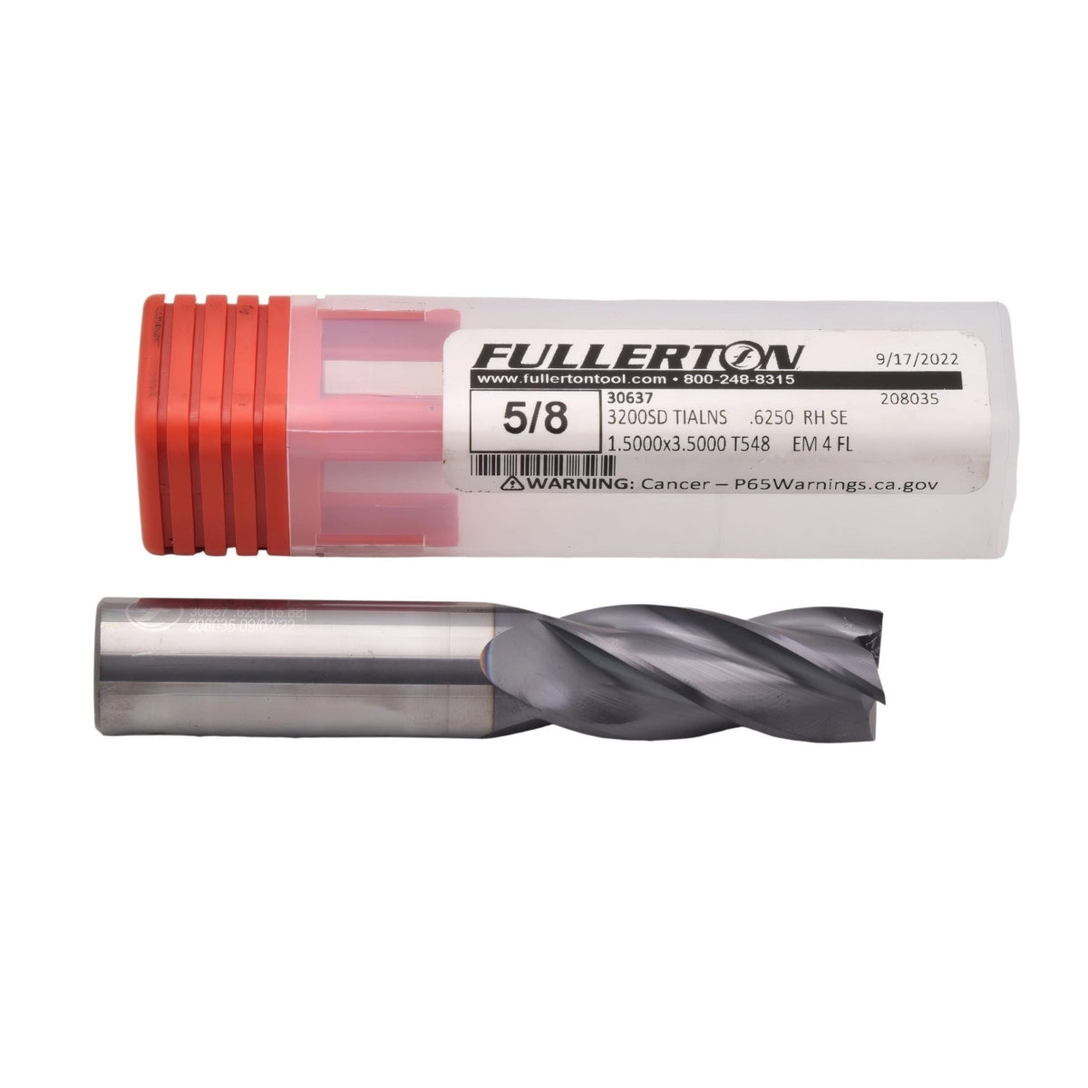 Fullerton 30637 5/8" 4 Flute TiAlN Coated Carbide Square End Mill - Twin Eagle Imports