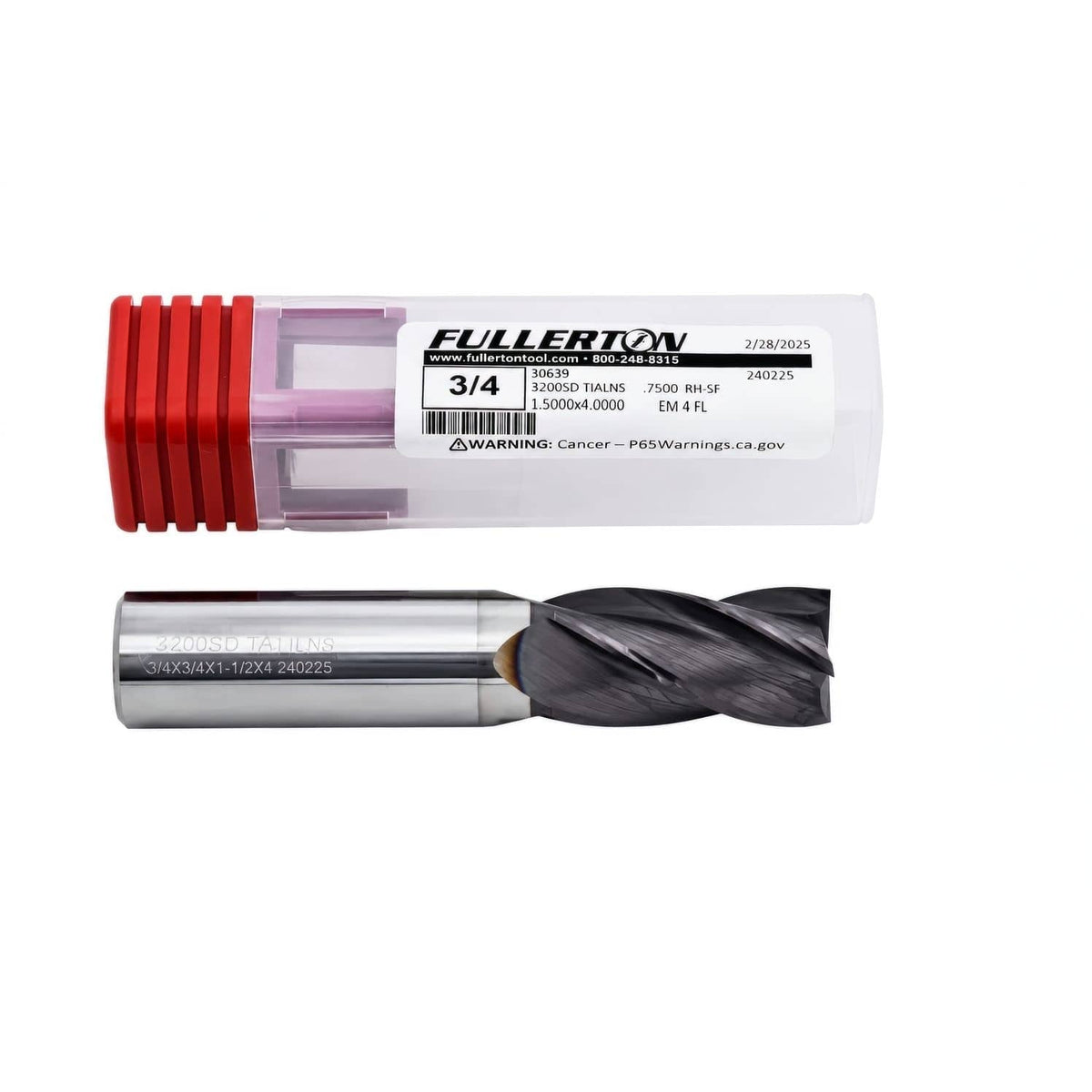 Fullerton 30639 3/4" 4 Flute TiAlN Coated Carbide Square End Mill - Twin Eagle Imports