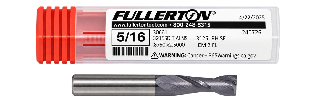 Fullerton 30661 0.3125" 2 Flute TiAlN Coated Standard Square End Mill - Twin Eagle Imports