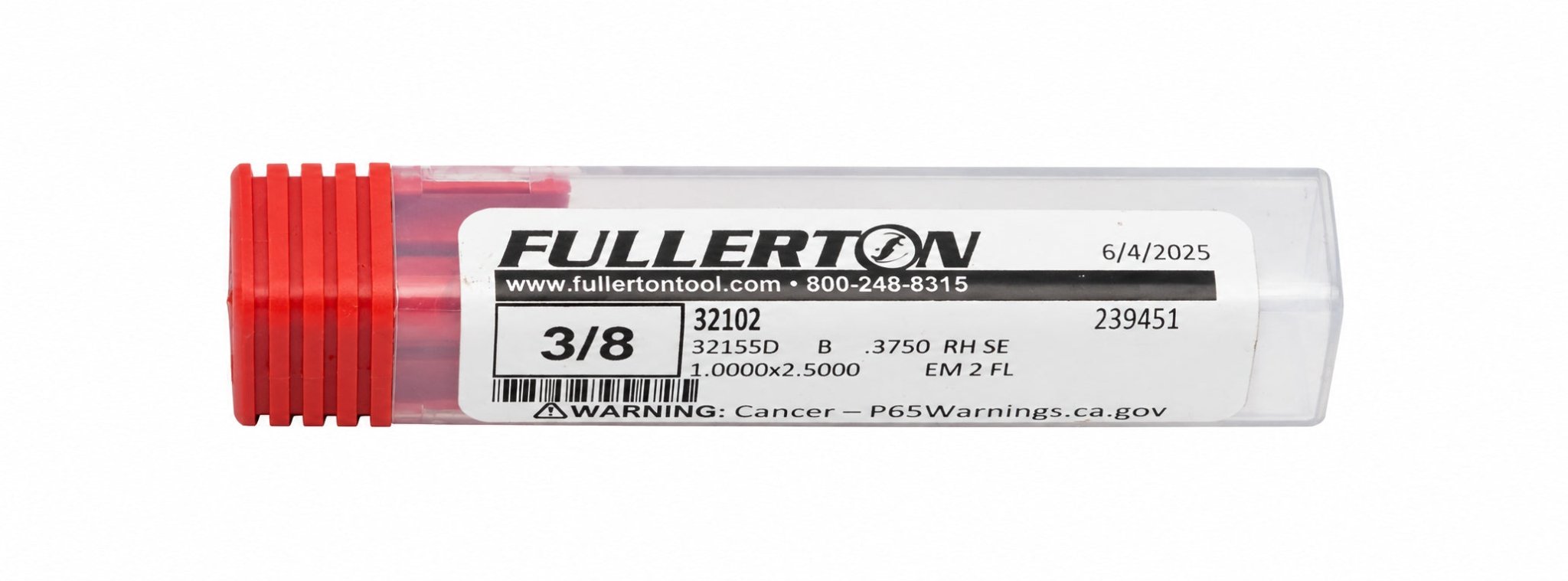 Fullerton 32102 0.3750" 2 Flute Standard Ball Nose End Mill - Twin Eagle Imports