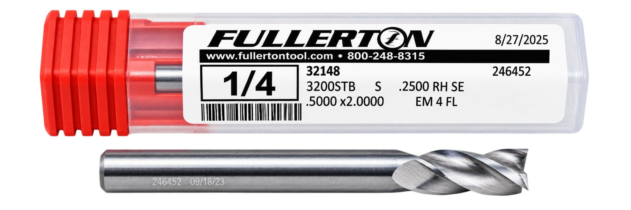 Fullerton 32148 1/4" 4 Flute Stub Square End Mill - Twin Eagle Imports