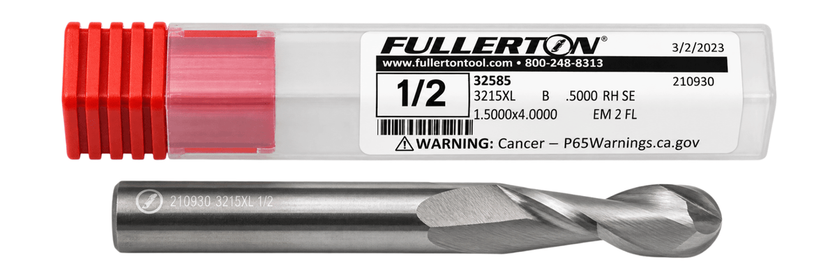 Fullerton 32585 0.5000" 2 Flute Extra-Long Ball Nose End Mill - Twin Eagle Imports