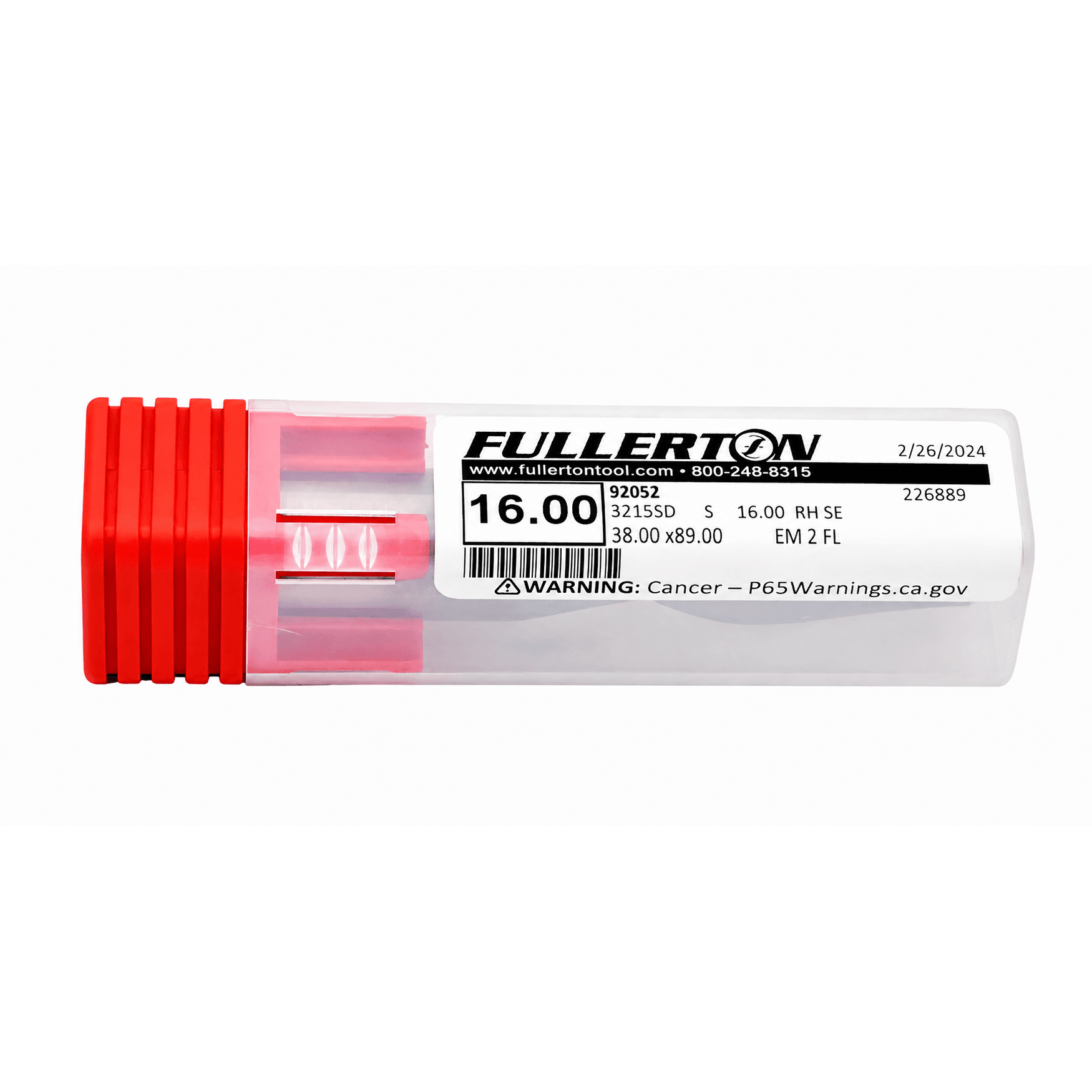 Fullerton 92052 16mm 2 Flute General Purpose Carbide Square End Mill - Twin Eagle Imports