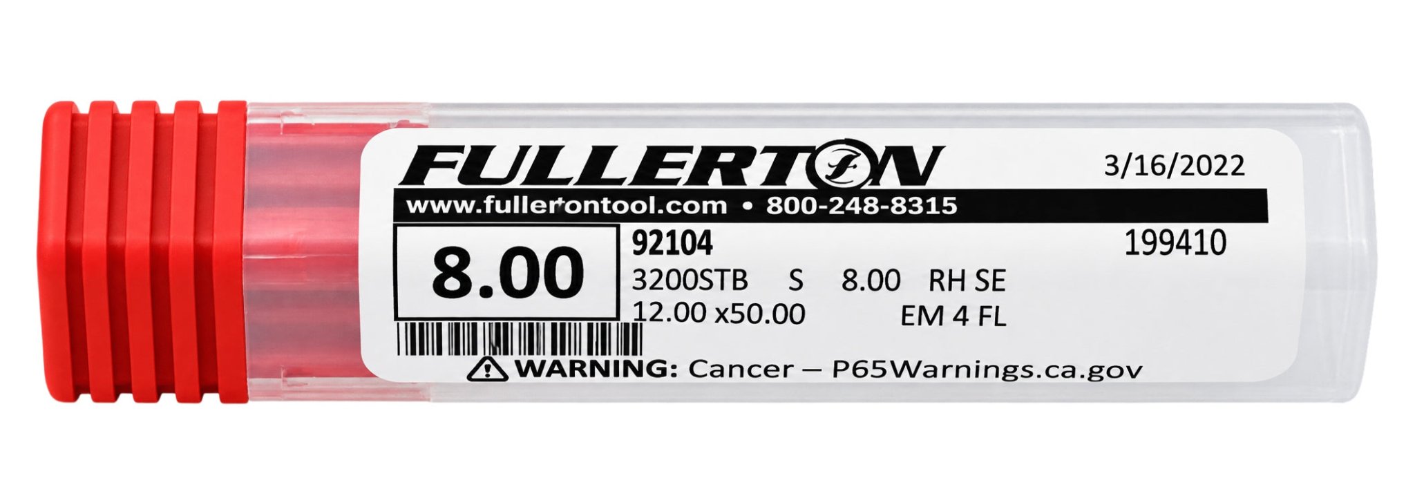 Fullerton 92104 0.3150" 4 Flute Stub Square End Mill - Twin Eagle Imports