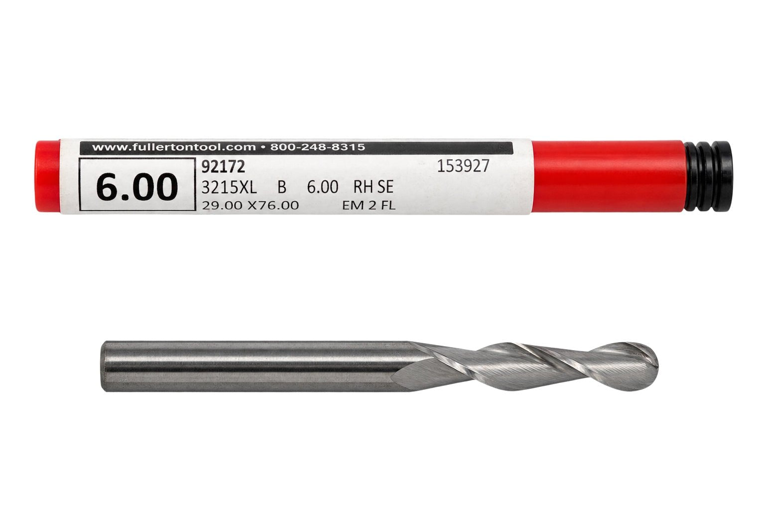 Fullerton 92172 0.2362" 2 Flute Extra-Long Ball Nose End Mill - Twin Eagle Imports