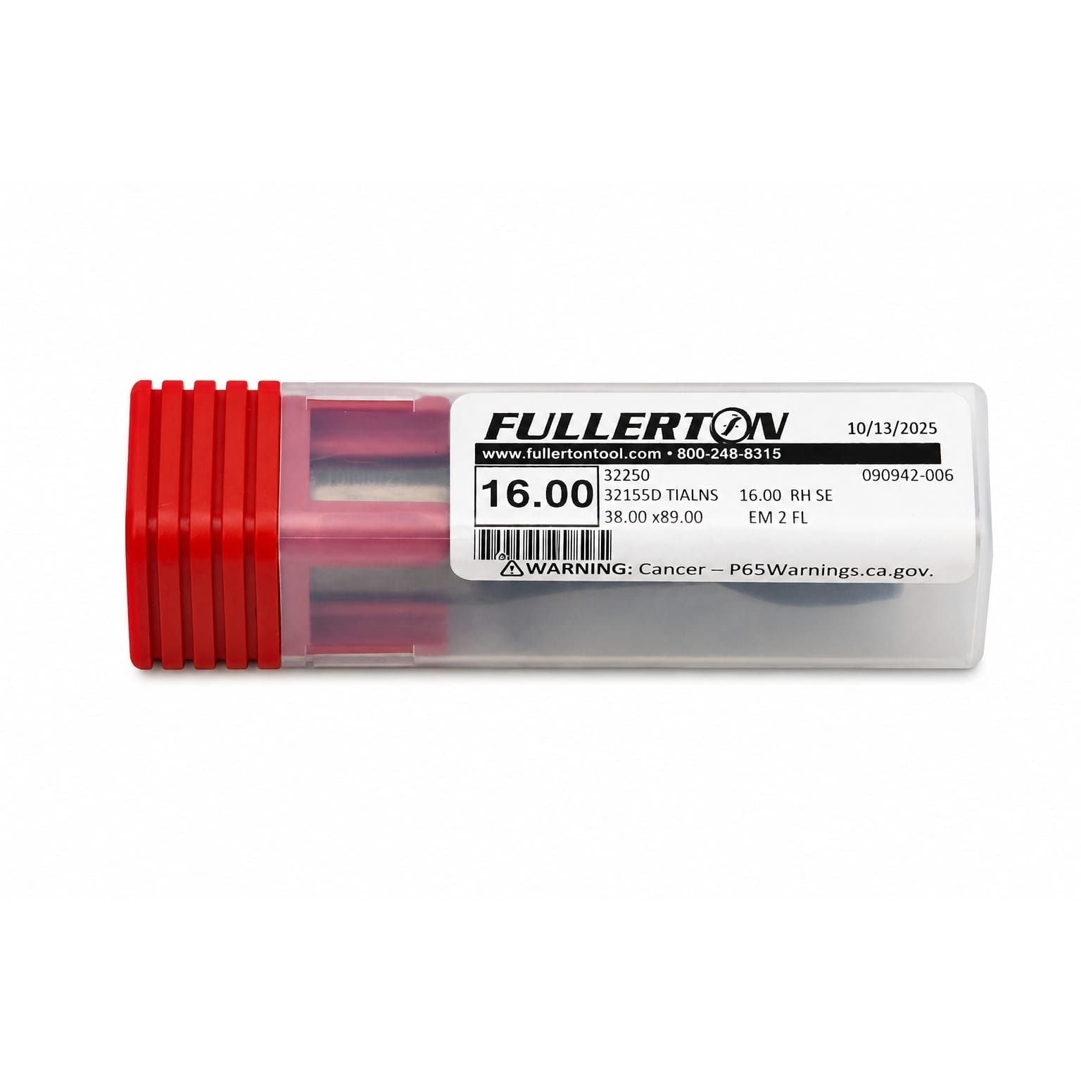 Fullerton 92250 16mm 2 Flute TiAlN Coated Carbide Square End Mill - Twin Eagle Imports