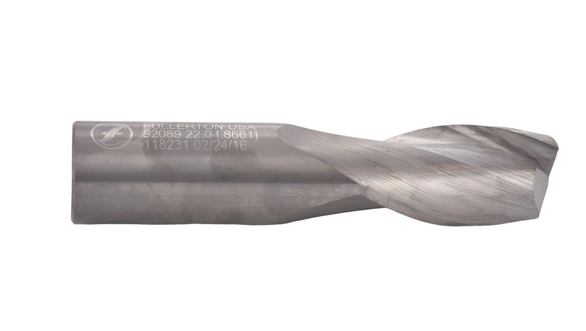 FULLERTON TOOL COMPANY CARBIDE ENDMILL Fullerton 92089 22mm 2 Flute Carbide Square End Mill