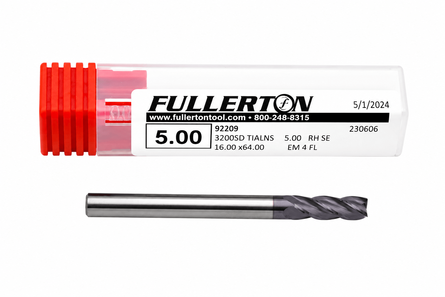 FULLERTON TOOL COMPANY CARBIDE ENDMILL Fullerton 92209 5mm 4 Flute TiAlN Coated Carbide Square End Mill