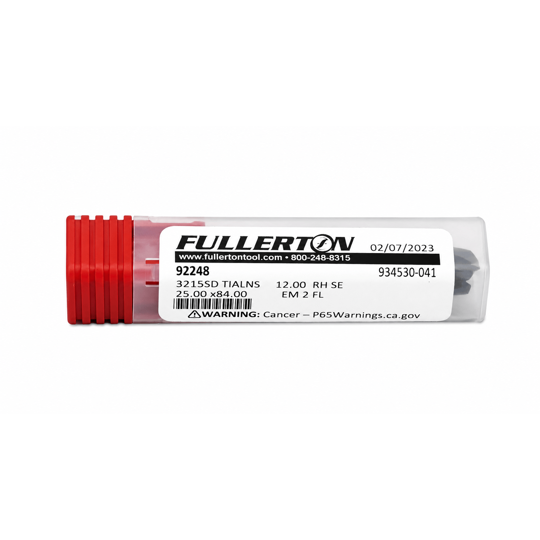 FULLERTON TOOL COMPANY CARBIDE ENDMILL Fullerton 92248 12mm 2 Flute TiAlN Coated Carbide Square End Mill