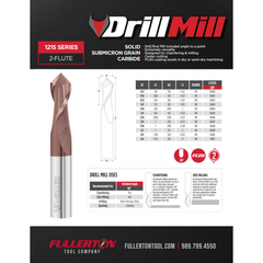 FULLERTON TOOL COMPANY ENDMILL Fullerton 1215 – 5/16″ 2-Flute 90° Drill Mill