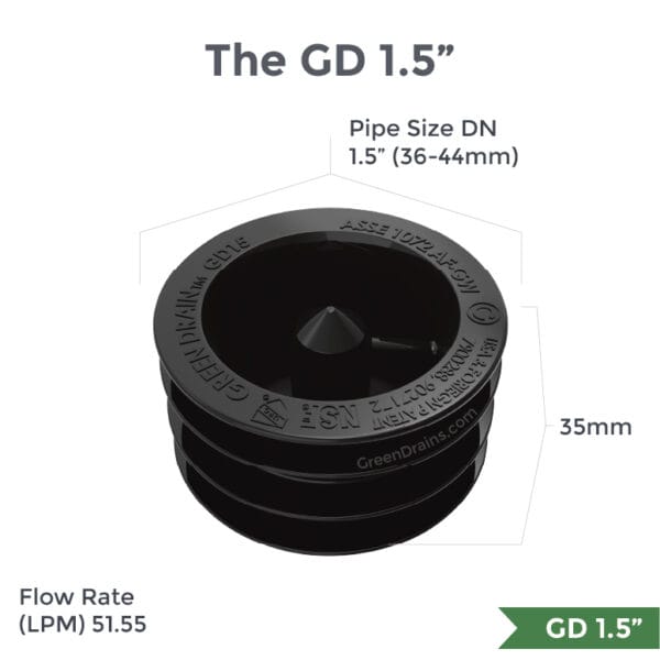 Green Drain Waterless Trap Seal 1.5" (36-44mm) - Twin Eagle Imports