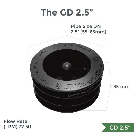 Green Drain Waterless Trap Seal 2.5" (55-65mm) - Twin Eagle Imports