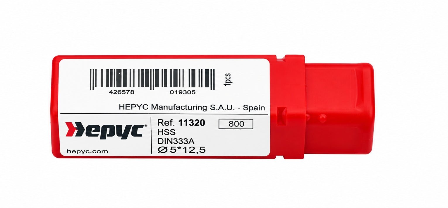 Hepyc 5mm HSS DIN333A Centre Drill 118° Tip 60° Centre Angle - Twin Eagle Imports