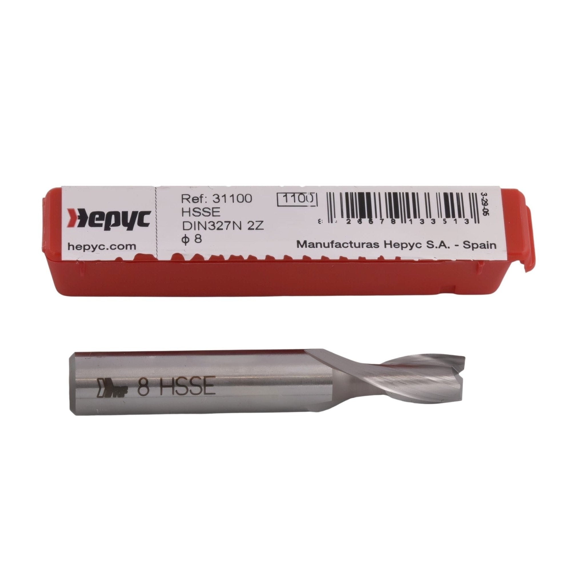 Hepyc 8mm Cobalt HSS End Mill DIN327N Short Series 2 Flute 30° Helix - Twin Eagle Imports