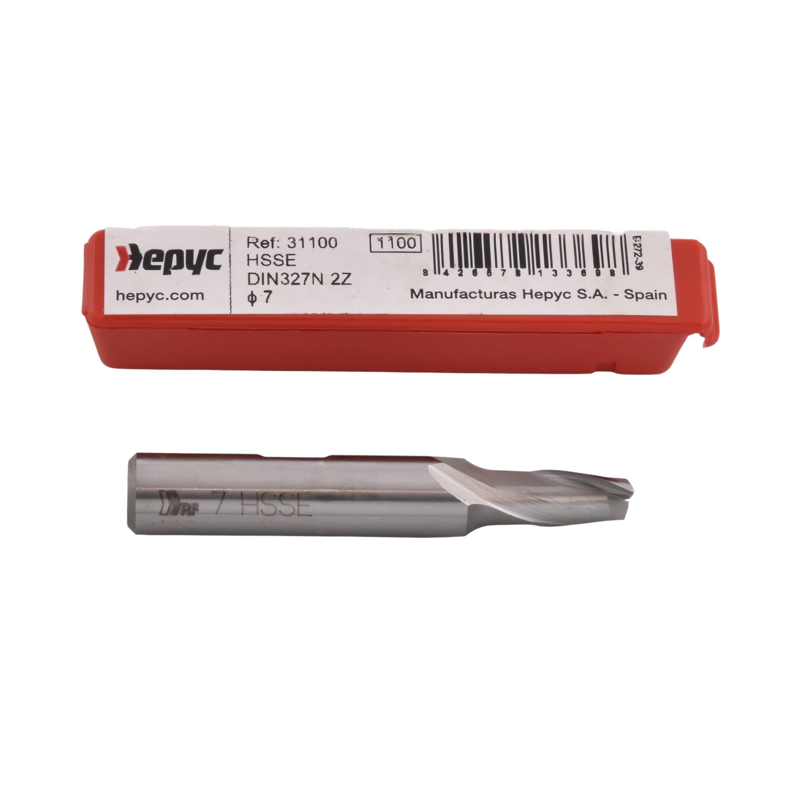 HEPYC ENDMILL Hepyc 7mm Cobalt HSS End Mill DIN327N Short Series 2 Flute 30° Helix