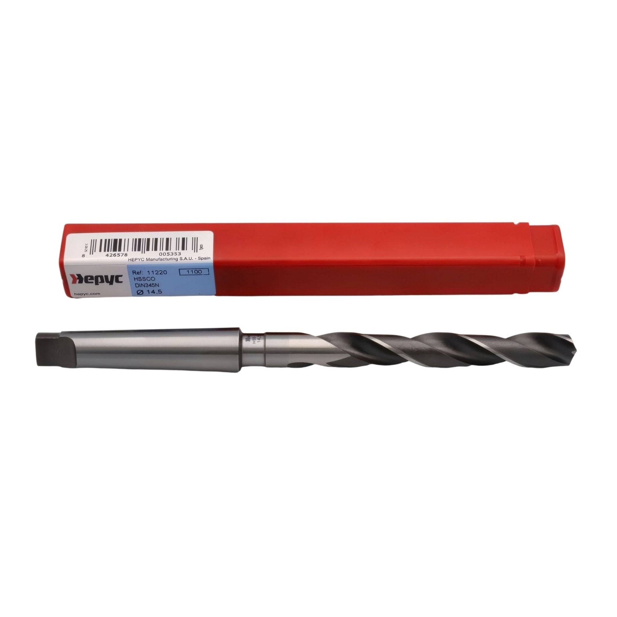 Hepyc HSSCo Taper Shank Drill Bit 14.5mm DIN345N CM2 - Twin Eagle Imports