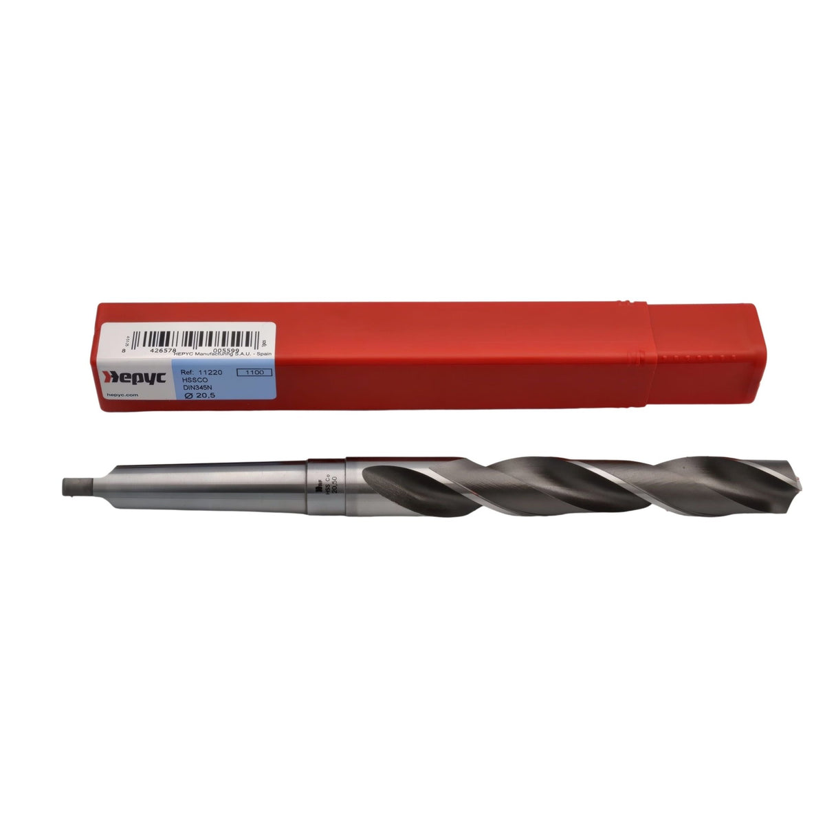 Hepyc HSSCo Taper Shank Drill Bit 20.5mm DIN345N CM2 - Twin Eagle Imports