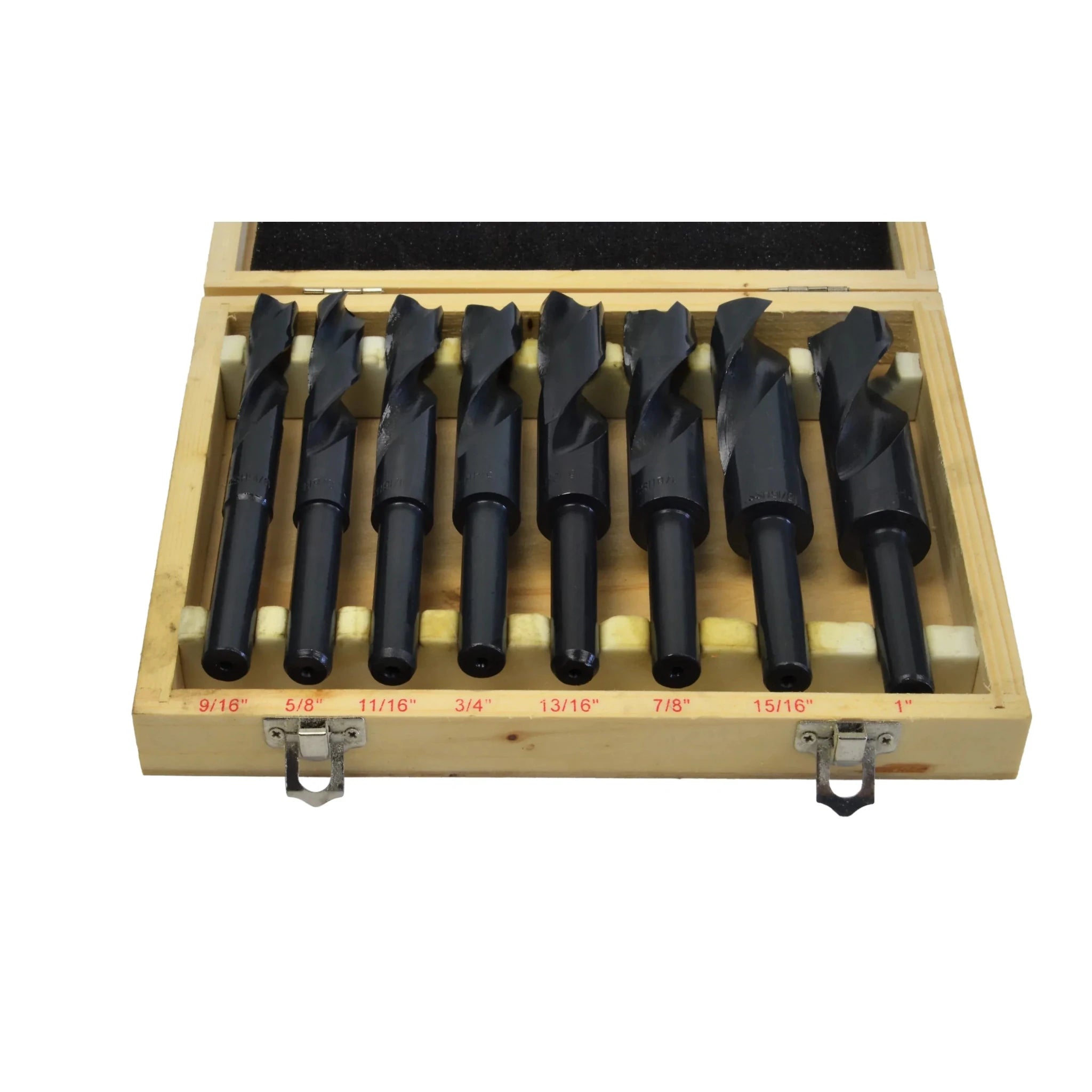 HSS Imperial Drill Bit Set – 8 Piece (9/16"–1") – Right Hand, 1/2" Reduced Shank - Twin Eagle Imports
