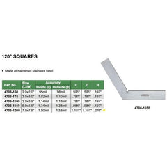 Insize 120° Square Range 200x200mm Series 4706-1200 - Twin Eagle Imports
