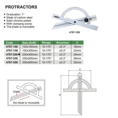 Insize 170° Protractor 200x400mm Range Series 4797-200 - Twin Eagle Imports
