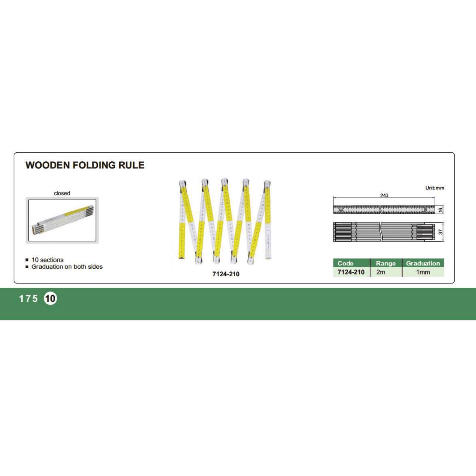 Insize 2m Wooden Folding Rule – 7124-210 - Twin Eagle Imports