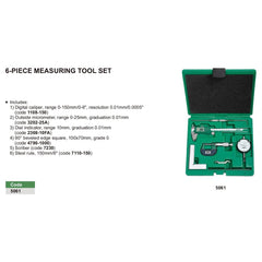 Insize 6pc Measuring Tool Set 0-150mm/0-6" Range Series 5061 - Twin Eagle Imports