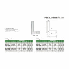 Insize 90° Bevelled Edge Square 150x100mm Range Series 4790-0150 - Twin Eagle Imports
