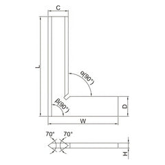 Insize 90° Bevelled Edge Square 200x130mm Range Series 4790-0200 - Twin Eagle Imports