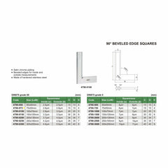 Insize 90° Bevelled Edge Square 75x50mm Range Series 4790-075 - Twin Eagle Imports