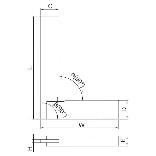 Insize 90° Flat Edge Square 100x70mm Range Series 4792-100 - Twin Eagle Imports