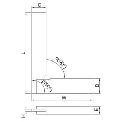 Insize 90° Flat Edge Square 200x130mm Range Series 4792-200 - Twin Eagle Imports