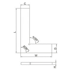 Insize 90° Flat Edge Square 250x165mm Range Series 4791-250 - Twin Eagle Imports