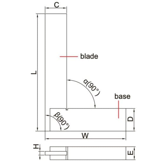 Insize 90° Flat Edge Square 50x40mm Range Series 4792-50 - Twin Eagle Imports