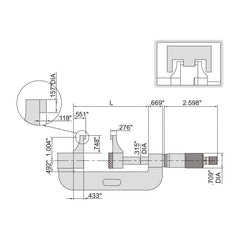 Insize Caliper Type Micrometer 0-1" Range Series 3238-1 - Twin Eagle Imports