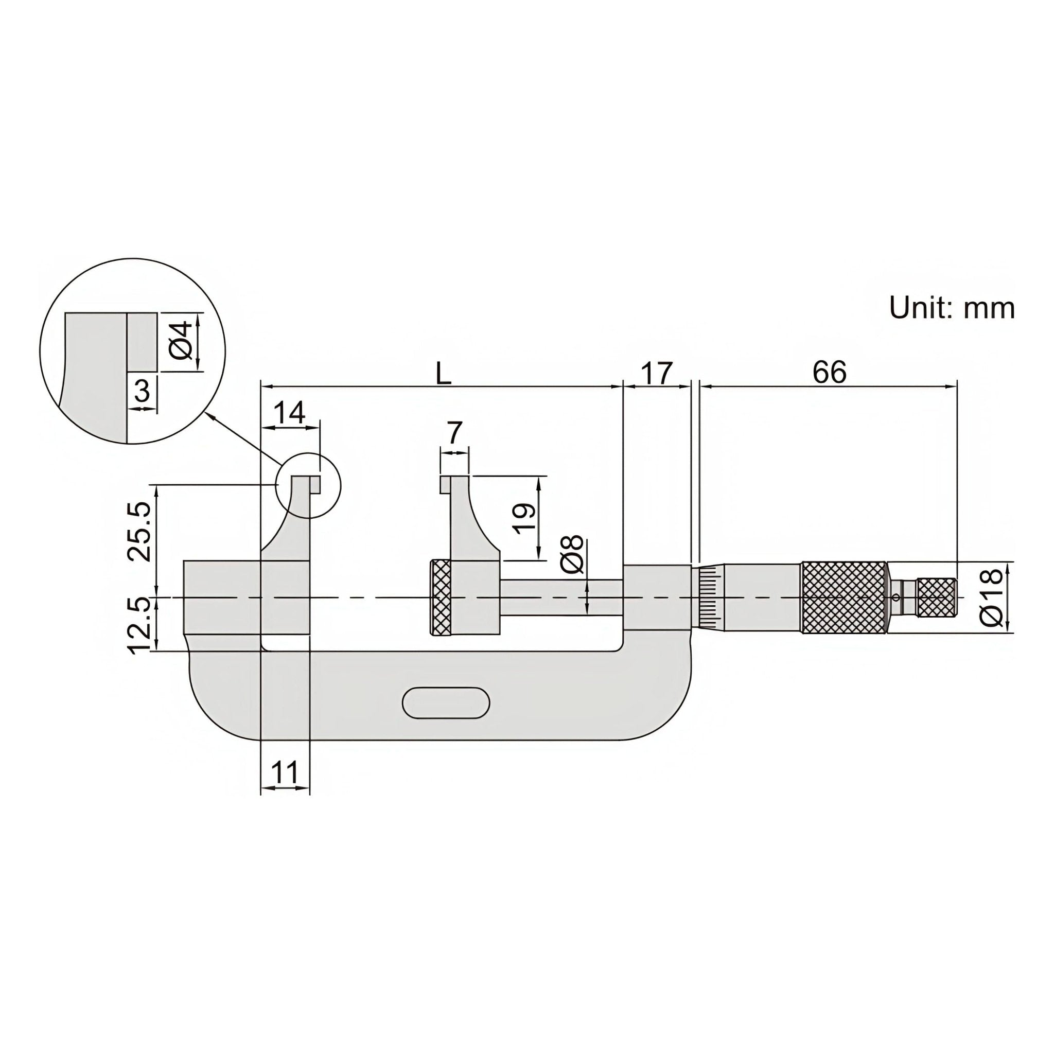 Insize Caliper Type Micrometer 0-25mm Range Series 3238-25 - Twin Eagle Imports